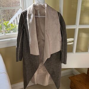 Amadi Waterfall Jacket Faux-Shearling Coat - Grey & Cream🌿